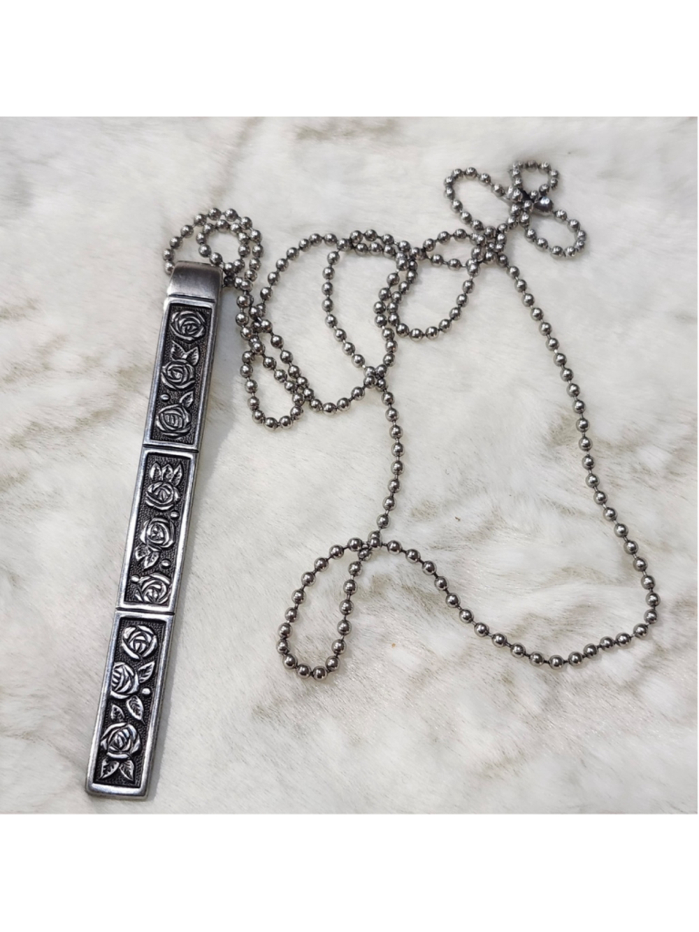 Rose silverwear long Pendant Necklace